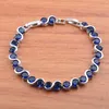 Oorbellen ketting 2021 klassieke blauwe zirkonia zilver kleur sieraden set voor vrouwen hanger ringen armband JS0563