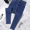 Frühling Hohe Taille Jeans Frau Dünne Schlanke Hüften Bein Öffnung Quaste Elastische Denim Bleistift Dünne Knöchel-länge Hosen D79 210512