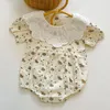 Zomer Baby Meisje Korte Mouw Floral Printing Rompertjes Born Kids Infant Clothes Jumpsuits 210429