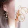 Moda Minimalist Gold Silver Round Pearl Geometryczne Dangle Kolczyki DIY Kobiety Zaręczyny Biżuteria Prezent Hurtownie