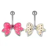 D0030 Bowknot Belly Button Navel Stud Pink Color0123452344017