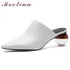 Meotina Femmes Mules Chaussures D'été Pantoufles En Cuir De Vache Naturel Étrange Style Talons Chaussures Diapositives Transparentes Dame Sandales Taille 43 210608