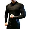 Hardloopshirts Sneldrogend Shirt Heren Bodybuilding Sport T-shirt Compressietop met lange mouwen Gym Fitness Tight Compresson Jetseys