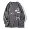 AOLAMEGS Comics Anime Manga Illustratie Haak en Lus Fastener Chain Design Thin Sweatshirt Streetwear Men High Street Pullover 210707