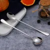 Aço Inoxidável Longa Manuseio Colher Café Latte Sorvete Soda Sundae Cocktail Scoop DH8668