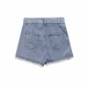 Fashion Denim Shorts Women Summer High-waisted Lace Trim Casual Short Pants Elegant Chic Lady Jeans short femme 210709