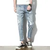 Hip Hop Streetwear Harem Jeans Брюки Мужчины Свободные щипы Джинсовые Джинсовые Повседневные Спредильные штаны Случайные Тощие прямые брюки упругости Y0927
