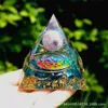 1 PCS 3D Cube Reiki Organ Pyramid Decoration Seven Chakra Natural Crystal Stone Energy Tower Home Office Feng Shui Decoration 210811