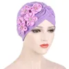 Kadın Çiçekler Fırfır Türban Caps Müslüman Hicaps Elastik Başörtüsü Bonnet Bayanlar Saç Aksesuarları Hint Kap Kadın Turbante Mujer