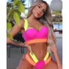 2021 New Sexy Bikini Black Push Up Swimsuit Women Swimwear Splicing Bathing Suit Beach Swimming Suit 210319