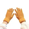 Fünf Finger Handschuhe Winter Warme gestrickte Vollfinger-Touchscreen-elastische Manschette