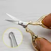 Stainless Steel Handmade Scissors Round Head Nose Hair Clipper Retro Plated Household Tailor Shears Embroidery Sewing Beauty Tools DHW02