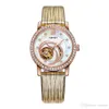 donna Orologio meccanico automatico Orologi di alta qualità di lusso Quadrante a 5 colori Hollow Swiss Ladies Cinturino in pelle con strass sportivo (Orologi da polso