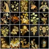 Huacan diamant peinture nouvelle fleur noire et jaune photos de strass broderie vente Rose mosaïque cadeau fait main