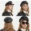 Beretler Beret Şapkaları Kadınlar Yenilik Harajuku 2022 Kış Koreli İngiliz Moda Orijinal Deri Donanma Kapakları Bayanlar Kısa ağzına kadar düz Czapki Davi