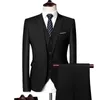 (Kurtka + kamizelka + spodnie) Formalny garnitur męski trzyczęściowy garnitur Nowy Solid Color Boutique Business Fashion Odzież męska Set X0909