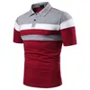 Męskie Odzież Z Krótkim Rękawem T Shirt Stripe Splice Business Casual Topy Męskie Koszulki Moda Camisas de Hombre Bluzki Polos