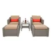 5 stks / set Breed Rotan Outdoor Woonkamer Meubels China Sofas Couch Set Sectionele Patio Tuin Backyard Porch en Poolside met salontafel