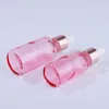 5-100m Rosa glasflaskor E Liquid ejuice Tom droppflaska med rosa guldkepsar för eterisk olja