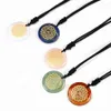 Natursten CHARM FASHION Pendant Graverade Indien Yoga 7 Chakra Sahasrara Mönster Sanskrit Reiki Halsband Amethyst Rose Quartz Crystal Smycken Partihandel