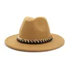 Fedora Chapeaux noirs kaki larges rasaces hommes femmes chapeau caps jazz église chain feutre Cowboy vintage de luxe hiverne chapeaux new buc6636606