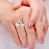 Wedding Rings Exquisite Rose Gold Butterfly Ring White Crystal Zircon Cocktail Party Women's Smycken Lover Gifts