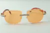 2021 Designers Sunglasses 3524023 XL Diamantes Cortes Lente Natural Templos De Madeira Original Óculos, Tamanho: 58-18-135mm