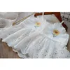 Yaz Kız Çocuk Giyim Setleri Nakış Çiçek Dantel Sling T-shirt + Koreli Çocuklar Için Kot Bebek Kız Giysileri Suit 210625