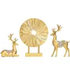 Luxuriöse goldene Figuren-Sets für Heimdekoration, Accessoires, Hochzeitsgeschenke, Kunstharz, Kunsthandwerk, Ornamente, TV-Schrank, Dekor, Skulptur 210607