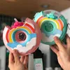 Sevimli Cartoo Donuts Su Şişesi Çocuklar için Yaratıcı Silikon Taşınabilir Çocuk Kupası Ile Saman Öğrenci Şişeleri Hediye 211122
