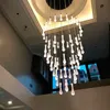 Hängsmycke Lampor Modern Crystal Chandelier Golden Luxury Villa Vardagsrum Dining Trappa Inomhus Lighting Rope RaineDrop