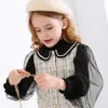 Mudkingdom Autumn Vintage Tweed Baby Girl Vest Dress for Kids Sleeveless Princess 210615