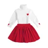 Clothing Sets 15Y Toddler Kids Baby Girl Long Sleeve Turtleneck Heart Pattern Pullover Tops Pleated Skirt 2PCS Autumn Winter Clot2381782