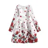 Robes pour filles robe à manches longues nouveau designer rose fleur imprimer filles vêtements enfants robes enfants costumes Q0716