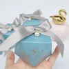 Geschenkbox Diamond Blue Papier Pralinenschachtel Hochzeitsbevorzugungen für Gäste Schokoladenverpackungsbox Babyparty Geburtstagsfeier Dekoration 210323