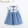 Mädchen Spitzenkleid Mode Kinder Sommer Coole Kleidung Nette Bowtie Kostüme Kinder Ärmellose Casual Outfits 1-5Y 210429