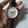 Top qualité homme montre mécanique automatique montres pour hommes cadran blanc bracelet en cuir marron avec Date 002259J