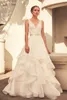 Paloma Blanca Весеннее свадебное платье с v-образным вырезом и кружевной аппликацией трапециевидной формы, свадебные платья, простые платья без рукавов со шлейфом326J