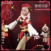 Gorąca gra Gensshin Impact Yanfei Cosplay Costume Sweet Cute Combat Uniform Female Activity Party Role Graj odzież S-XL Nowy Y0913