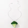 Кулон ожерелья моделирования брокколи пульт ожерелье для женщин девушки смешные свежие овощные геометрии смола акриловый воротник ювелирных изделий 20