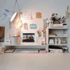 Ins Simple Desktop Computer Elevated Table Rack Dormitory Three-layer Storage Box Desk Girl Cosmetic Sundries 211112