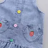 Krótki spódnica z krótkim rękawem dla dzieci Set Girl Lato Paski Koszulka + Pasek Cute Baby Clothing Suit 210515