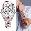 Forest Tiger Temporary Tattoos For Men Women Kids Lion Skull Cross Tattoo Sticker Black Compass Skeleton Tatoos Leg Thigh