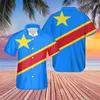 Casual overhemden voor heren Congo-vlag bedrukt zomer korte mouwen voor heren los vest met knoopsluiting plus maat Hawaiiaanse stijl T249p