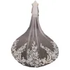 Cathédrale Lacet Bridal Veils avec peigne Blusher Face 3D Appliqué de longue longueur robe de mariage Veille de luxe Amice Femmes sur mesure pour femmes Accessoires de cheveux