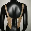 Bling Rhinestones Women's Party Crop Tops 2022 Fashion Solid Backless Straps Full Diamonds Sequins Cami Cropped Top for Women