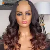 Wig Human Wig Onda solta Máquina completa meia perucas ombre rico cobre de cobre Braiziliano Virgin Guleless 250Densens para mulheres