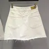 Kiraz Nakış Yüksek Bel Etek kadın Yaz Beyaz Mini Streetwear Denim Kadın Gelgit 5E202 210427