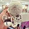 Luxe créatif en peluche porte-clés pendentif exquis Rex lapin boule de fourrure voiture porte-clés sac à main pendentif G1019