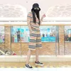 縞模様のアイスシルクニット女性服女性のTシャツ原宿ヴィンテージトップスブラウス春秋夏210621